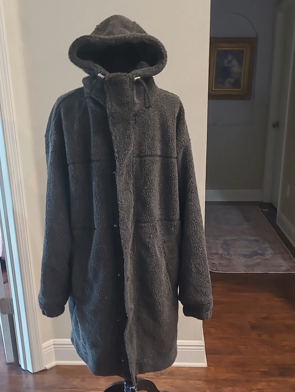 Urban Outfitters Gray Sherpa Coat With Attached Hood Pockets Fully Lines Size M